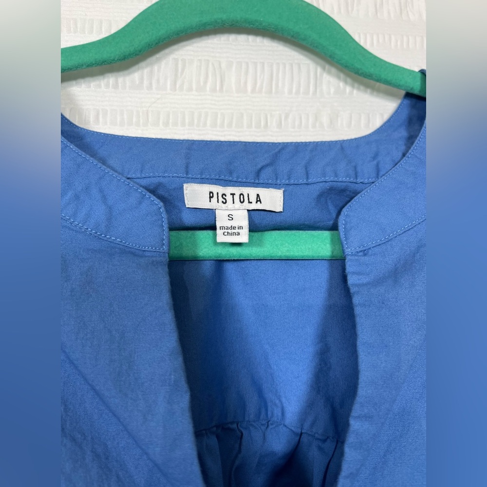 Pistola Women’s Lou Top Blue Puff Long Sleeve Cropped Top Size Small - Picture 3 of 14